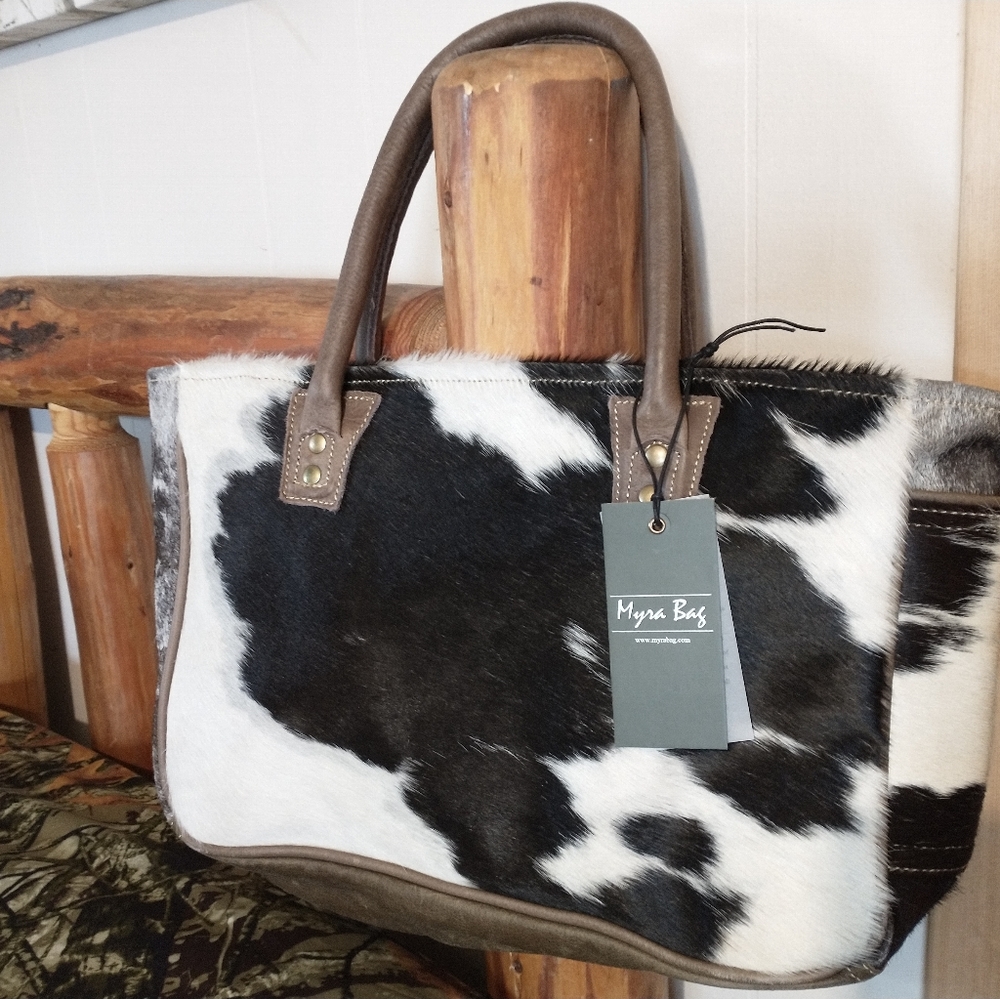 Myra large cowhide and leather handbag